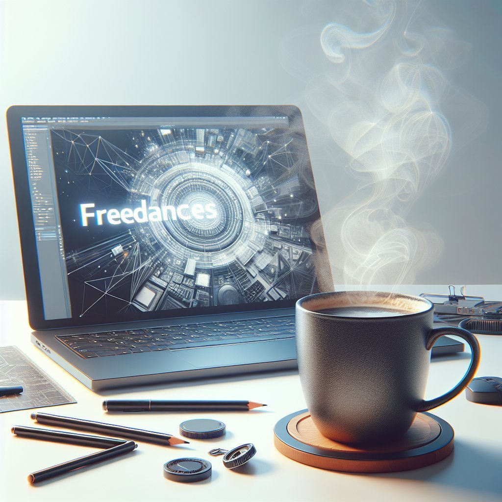 
freelancer workspace laptop coffee ai