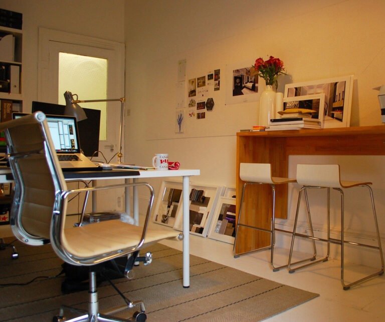 designer working from home workspace