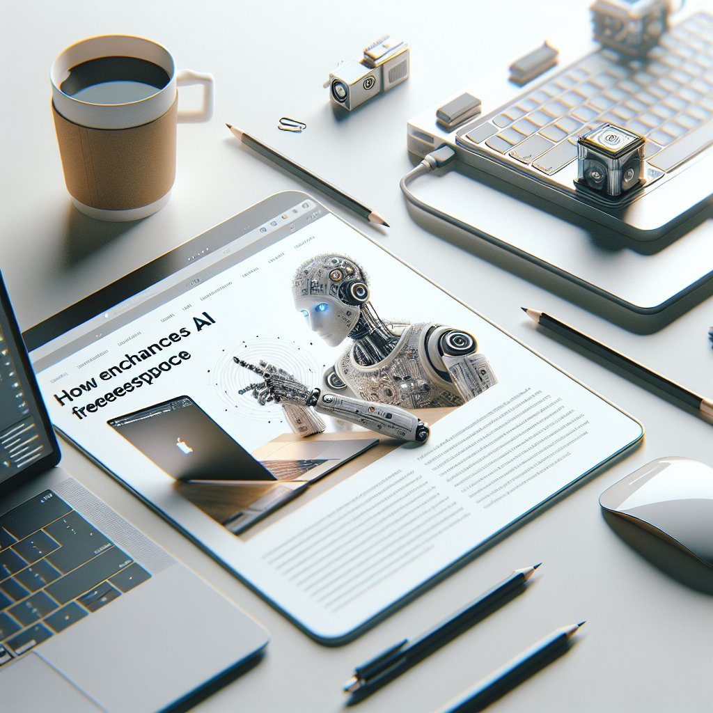 How AI Enhances the Freelancer Workspace with Laptop and Coffee