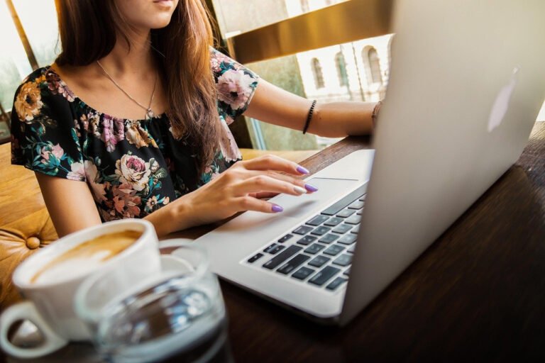 freelancer workspace laptop coffee ai
