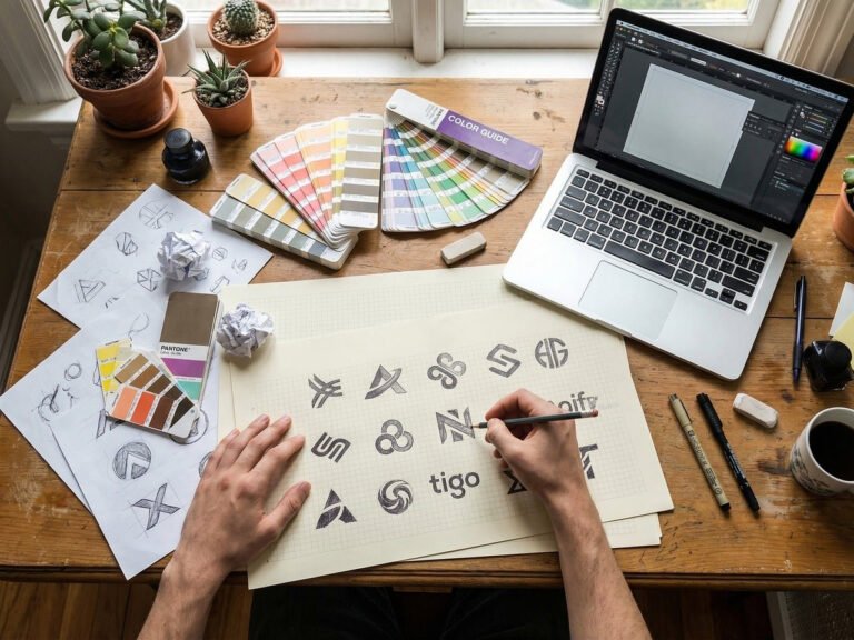 creative designer desk laptop